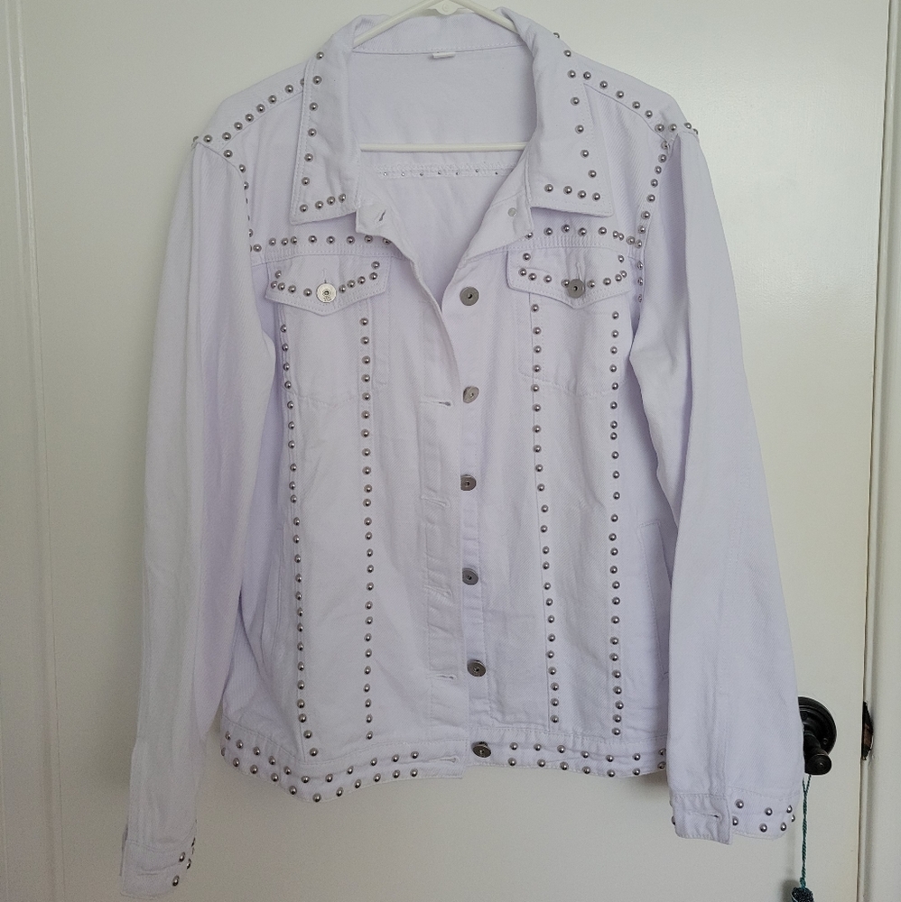 Studded White Jean Jacket